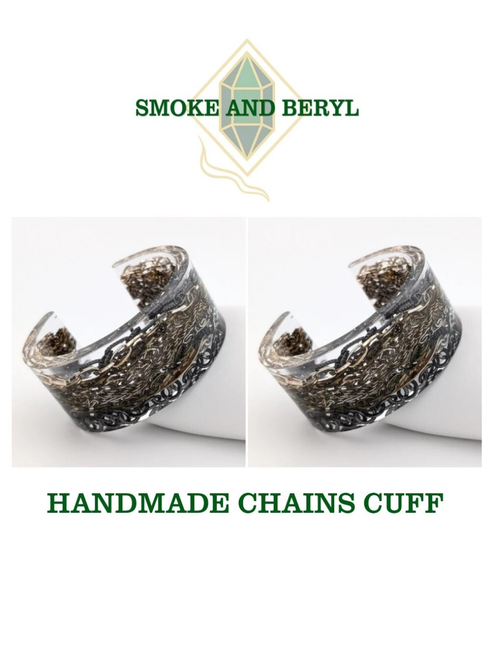 Handmade Vintage Chain Upcycled Wide Cuff - Unique Artisan Jewelry - Bracelet
